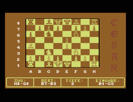 Commodore 64 Emulator -  Cesar  (1991) Computer �Thinking� Current Move, Best & Search Depth