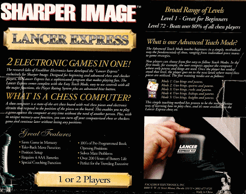 Excalibur Limited Warranty for Excalibur or Krypton electronic chess computers.