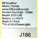 Excalibur Model 375X-JC LCD Chess Express (2005) Computer Label