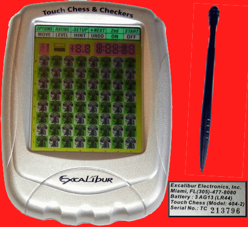 Excalibur Model 404-2 Touch Chess and Checkers (2003) Electronic Travel Chess Computer