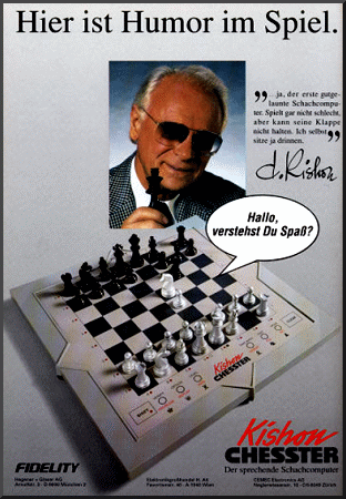 FIDELITY KISHON CHESSTER Electronic Chess Computer -  picture taken from Kishon Chesster Ad.