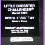 Fidelity Model 6125 Little Chesster Challenger I (1991) Computer Label