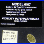 Fidelity Model 6107 Mini Chess Challenger III (1987) Computer Label