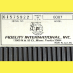 Fidelity Model 6087 The Silver Bullet (1986) Computer Label