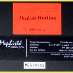 Mephisto Milano Pro (1996) Computer Label