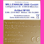 Millennium 2000 Model M180 Sprechende Schachschule (2005) Computer Label