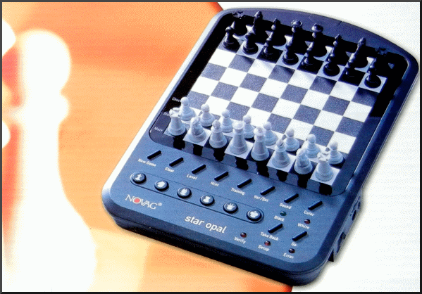 NOVAG STAR OPAL Electronic Travel Chess Computer -  picture taken from box