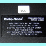 RadioShack and Tandy Model 60-2439 Companion Version I (1994) Computer Label