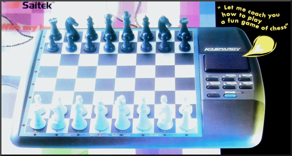 SAITEK KASPAROV ADVANCED TALKING CHESS Electronic Chess Computer -  picture taken from box.