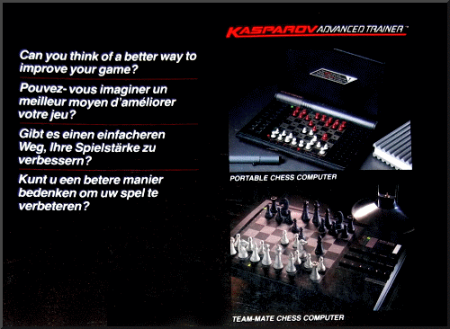 SAITEK KASPAROV CHAMPION ADVANCED TRAINER Electronic Chess Computer  - CAN YOU THINK OF A BETTER WAY TO IMPROVE YOUR GAME? - Back cover of the booklet A Step-By-Step Program to Chess Mastery.
