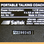 Saitek Kasparov Model 137 Portable Talking Chess Coach (1997) Computer Label