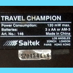 Saitek Kasparov Model 146 Travel Champion 2080 (1992) Computer Label
