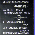 Schneider Sensor Chesspartner MK 4 (1986) Computer Label