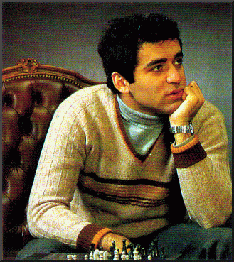 GARRY KASPAROV endorsement picture for SciSys Chess Computers.- Picture taken from a SciSys Product Leaflet.