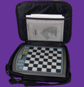 Sharper Image 2-in-1 Electronic Chess & Checker (1994) Travel Case Open